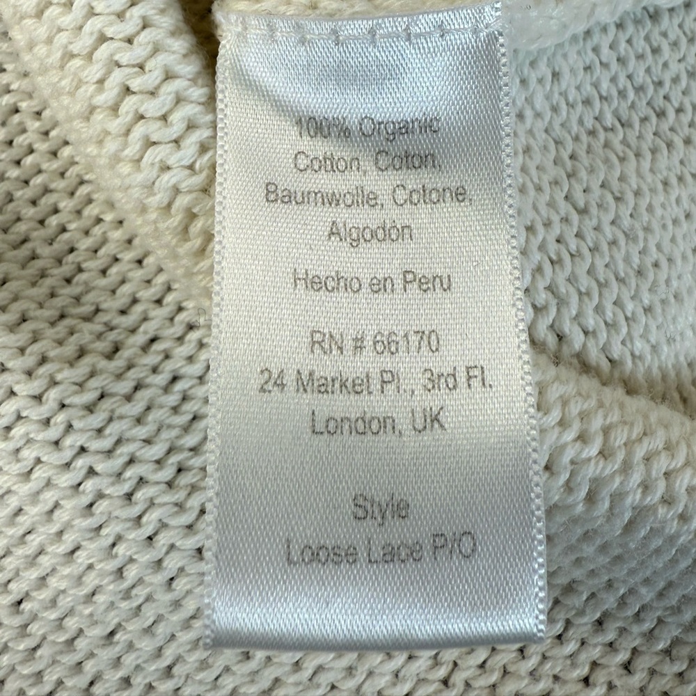Wol Hide Women’s White Oversized Cropped Knot Organic Cotton Sweater, size M/L - Picture 6 of 12